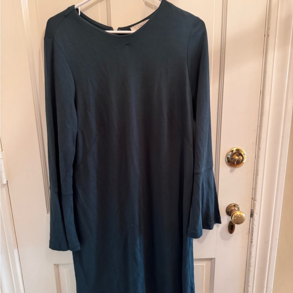 LOFT Green Long Bell Sleeve Jersey Dress